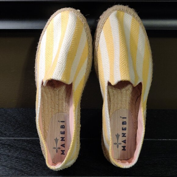 Manebi Jute Double Sole Yellow/White Stripe Espadrilles NWOB SIZE EU 37/… - Picture 4 of 8
